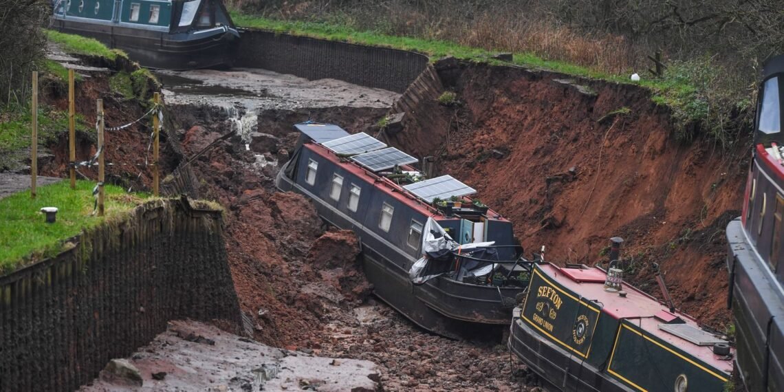 Video Captures Canal Boat Plunging into Hole After Whitchurch Embankment Collapse